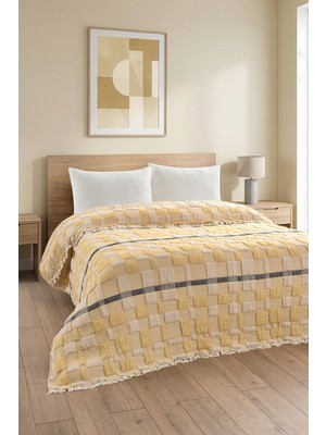 Denizli Concept Ekose Müslin Yorgan Çift Kişilik Hardal