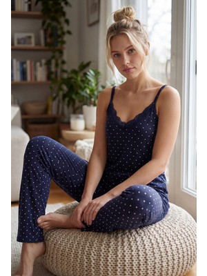 NBB Puantiyeli Ip Askılı Pijama Takım 68409