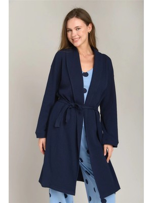 Lovely Things Dakota Waffle Kısa Sabahlık - Lacivert
