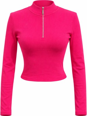 Mixray 4177 Kadın Kısa Body Bluz Fuşya