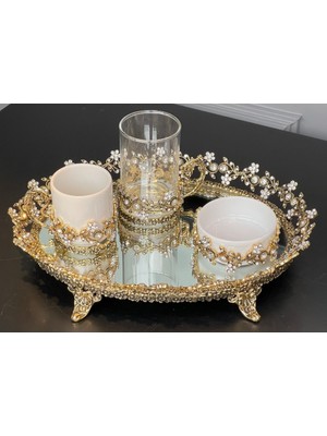 Orknıves Taşlı Damat Kahve Seti Gold