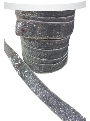 Kadife Kurdele Simli 2 cm Gümüş 2 Metre
