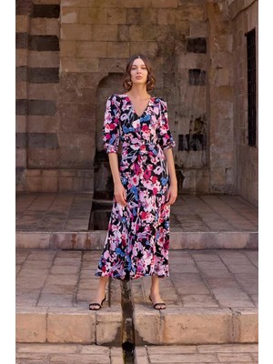 İlkyaz Fashion Ieg™ Çiçek Desenli Viskon Elbise
