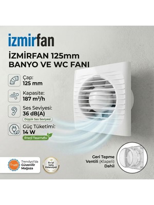 VentEurope Easy 125 Bd Kapaklı Banyo Wc Aspiratör Fanı 12.5 cm Sessiz Havalandırma Fanı 125 mm