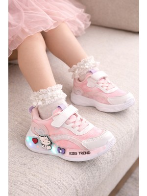 Minibonito Kız Çoçuk Renkli Desenli, Günlük Kullanıma Uygun  Spor Ayakkabı