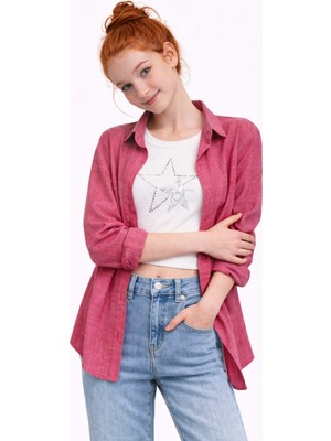 Ahengim Kız Çocuk Sofia Keten Badili Basic Gömlek Takım AK2605