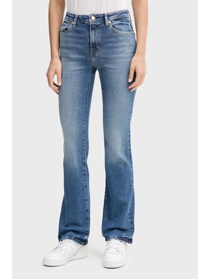 Tommy Hilfiger Pamuklu Regular Fit Normal Bel Bol Paça Jeans Bayan Kot Pantolon WW0WW47701 1A4