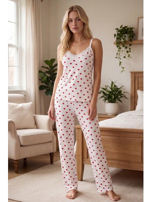 NBB Kalp Baskılı Ip Askılı Pijama Takım 68394