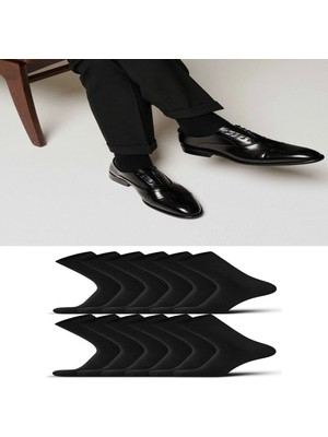 Ozzy Socks 12 Çift Siyah Viskon Dikişsiz Erkek Soket Çorap