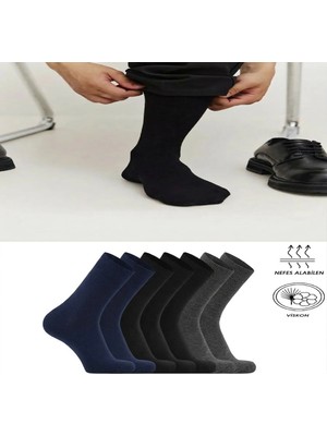 Ozzy Socks 3 Çift Siyah Lacivert Füme Viskon Dikişsiz Rahat Nefes Alabilir Erkek Soket Çorap Seti