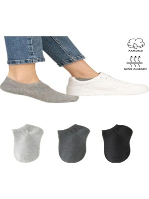 Ozzy Socks 3 Çift Unisex Dikişsiz Patik Çorap Gri Füme Siyah Günlük Konfor Seti