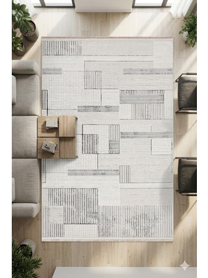 Çerkez Halı Bern Collection %100 Bambu Kadife Yumuşak Yüzey Yıkanabilir Kolay Temizlenebilir Özel Kesim Halı 104GRİ