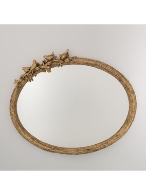 Selim Kuş Figürlü Ayna Altın