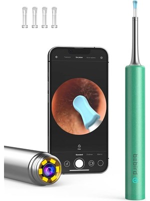 Bebırd T5 3mp Kamera 3.5mm Lens Şarjlı Wıfı Görüntülü Kulak Temizleyici Yeşil Renk