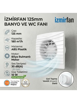 VentEurope Fancy Kapaklı Aspiratör Fan 12.5 cm – Banyo & Tuvalet Havalandırma 125MM