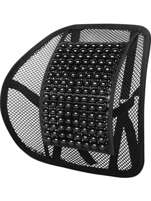 Keskin Sound Premium Ahşap Boncuklu Ortopedik Bel Destek Yastığı Siyah