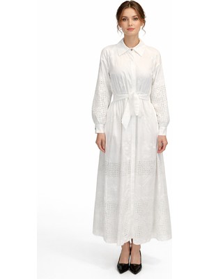 Lale Butik Brode Elbise 13192 Ekru