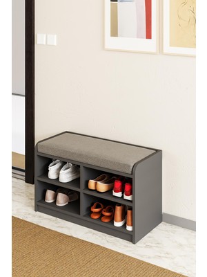 Hofga Harran Puflu Ayakkabılık Antre Hol Kapı Önü Ayakkabı Rafı Puf Antrasit