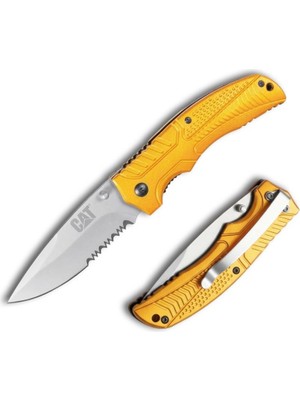 Cat DA980006 Kemer Askı Kancalı Katlanabilir 20CM Paslanmaz Çelik Sarı Kamp Çakısı