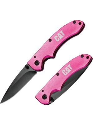 Cat DA980060 Kemer Askı Kancalı Katlanabilir 15CM Paslanmaz Çelik Pembe Kamp Çakısı