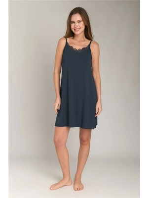 Lovely Things Ella Örme Ip Askılı Dantelli Gecelik - Antrasit