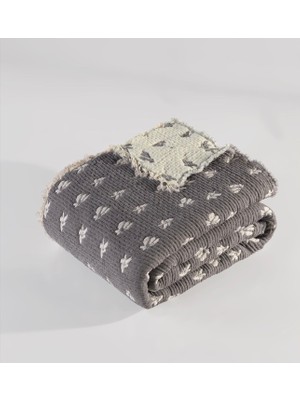 Peshtemalsan 9 Katlı %100 Pamuk 220 x 240 Müslin Yorgan Yatak Örtüsü Antrasit