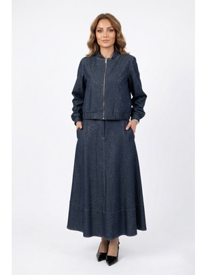 Lale Butik Sim Detay Kot Etekli Takım 14376 Lacivert