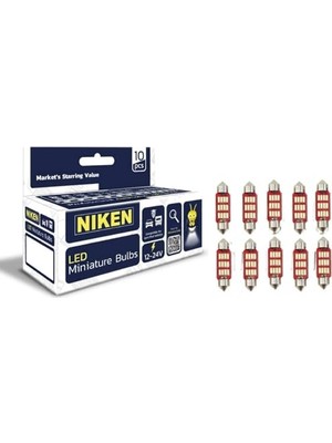 Niken Nıken 41MM Sofit LED Minyatür AMPUL,12-24V, Plaka ve Tavan Aydınlatması Için, 10 Adet