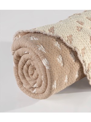 Peshtemalsan 9 Katlı %100 Pamuk 220 x 240 Müslin Yorgan Yatak Örtüsü Camel