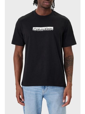 Calvin Klein % 100 Pamuk Logolu Slim Fit Bisiklet Yaka T Shirt LV04LF812G Ub1 Erkek T Shirt LV04LF812G Ub1