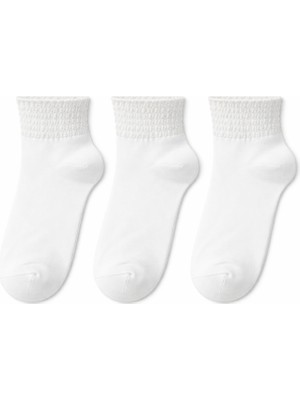 QUALITY WALKING 3’lü Kadın Bambu Dikişsiz Bilek Üstü Çorap Desenli Günlük Konfor Terletmeyen