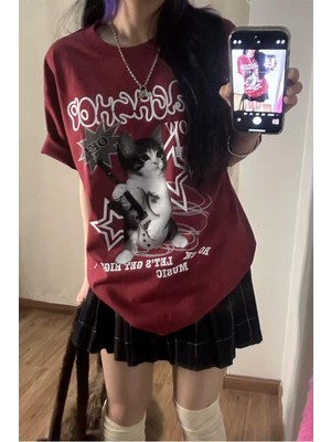 Bordo Y2K Playing Guitar Cat Unisex T-Shirt