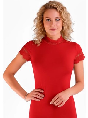 Beruflic Berrak Kadın Dantelli Kısa Kollu Elastan Bluz 2144