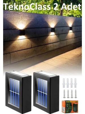 Makay Solar Çift Taraflı Duvar Lambası Güneş Enerjili Aydınlatma Dekorasyon Aplik Işık 2 Li (5282)
