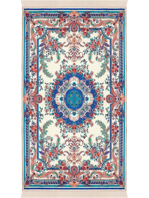 Bursa İpek Krem Kadife Halı Seccade