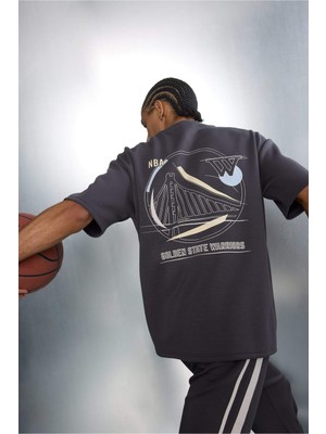 DeFacto Pamuklu NBA Golden State Warriors Relax Fit Bisiklet Yaka Kısa Kollu Tişört F9791AX26SP