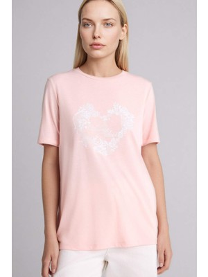 DeFacto Regular Fit Bisiklet Yaka Çiçekli Kısa Kollu Tişört H1435AX26SP