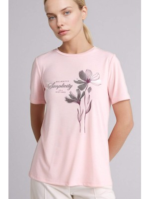 DeFacto Relax Fit Bisiklet Yaka Çiçekli Kısa Kollu Tişört H1461AX26SP