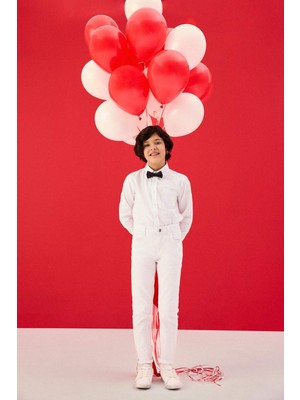 DeFacto Standart Paça Gabardin Beyaz Pantolon Erkek Çocuk F0915A825WN