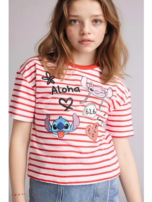 DeFacto %100 Pamuk Disney Lilo & Stitch Tişört Kız Çocuk H1449A826SM