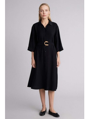 DeFacto Regular Fit Yarım Kollu Midi Elbise H0231AX26SP