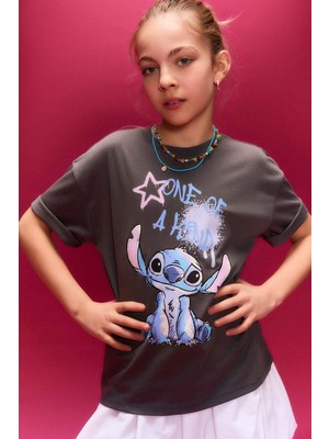 DeFacto %100 Pamuk Disney Lilo & Stitch Tişört Kız Çocuk H0724A826SM