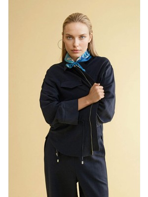 DeFacto Relax Fit Keten Karışımlı Fermuarlı Gömlek G8962AX26SP