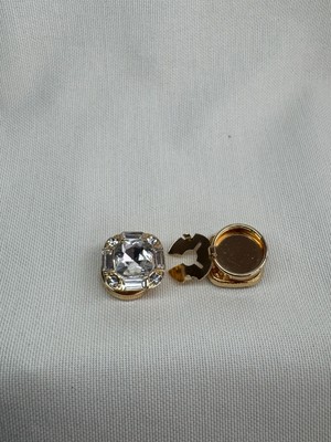 Iri Taşlı Kare Cufflink (Düğme Broşu)