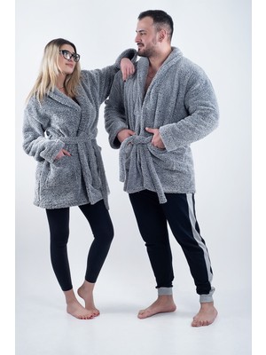 Eymir Home Collection Welsoft Polar Şalyaka Unisex Sabahlık Bornoz Trend Renk Kırçıllı