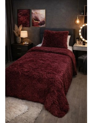 Saymine Kuzu Peluş Süet Taban Yatak Örtüsü ve Yastık Takımı - Yumuşak Dokulu 150X250CM