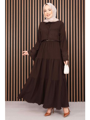 Asm Fistolu Gömlek Etek İkili Takım Acı Kahve