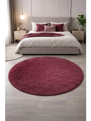Saymine Kuzu Peluş Yuvarlak Süet Taban Ince Halı - Yumuşak Dokulu Salon - Yatak Odası - Çocuk Odası Halı