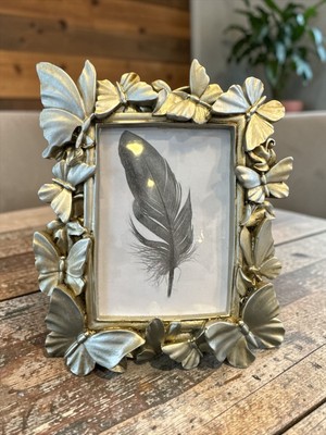Peramari Dekoratif Polyester Resim Çerçevesi Kelebekli Gümüş Eskitme 17X12 cm