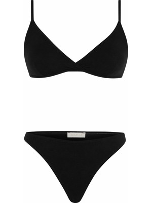 Aquella Biyeli Pensli Siyah Üçgen Bikini
